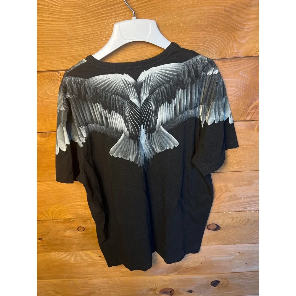 GUESS Los Angeles XL Wing Print V-Neck T-Shirt Men's Black Cotton Short Sleeve‎ - Picture 4 of 9